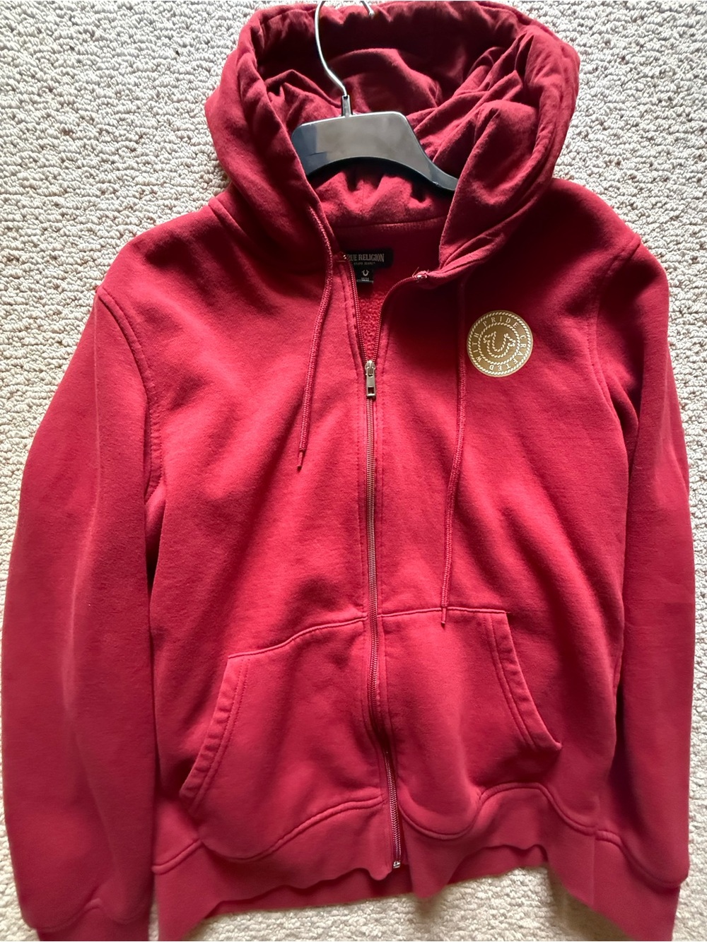 True Religion Red Zip-Up Hoodie
